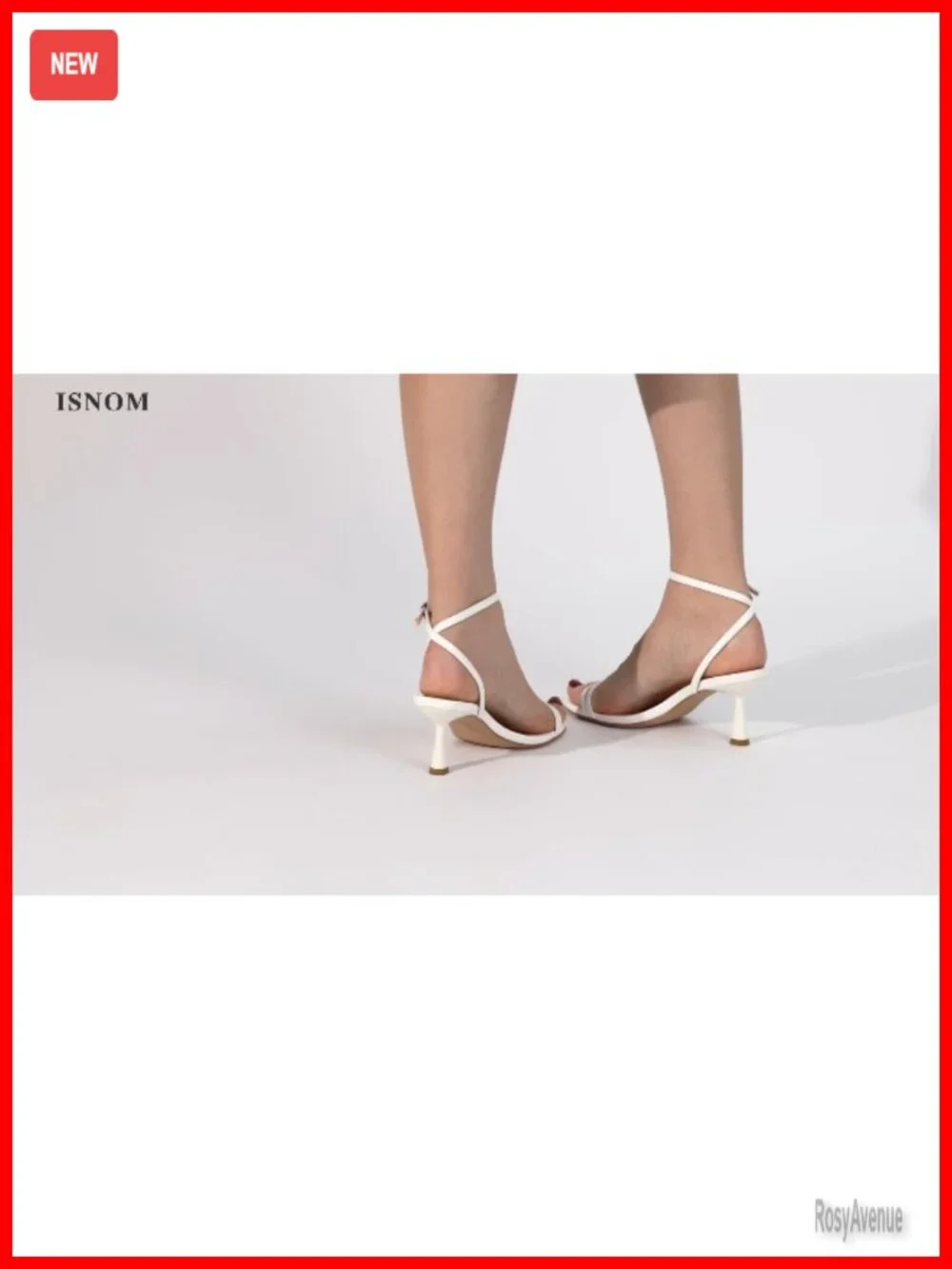 Kitten Heel Sandals with Ankle Strap, Arch Support, Faux Leather